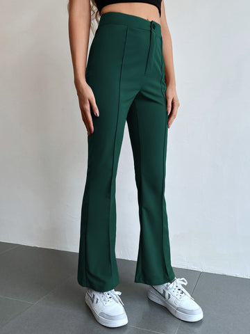 Seam Front High Waist Flare Leg Pants shein