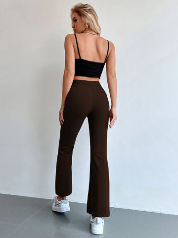 Seam Front High Waist Flare Leg Pants shein