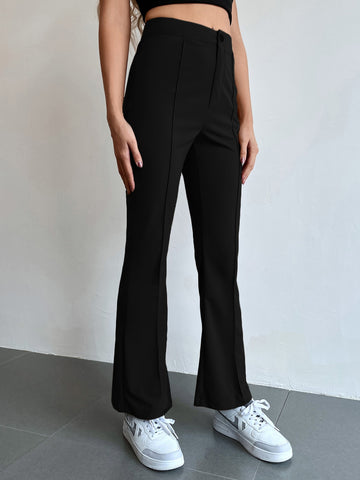 Seam Front High Waist Flare Leg Pants shein