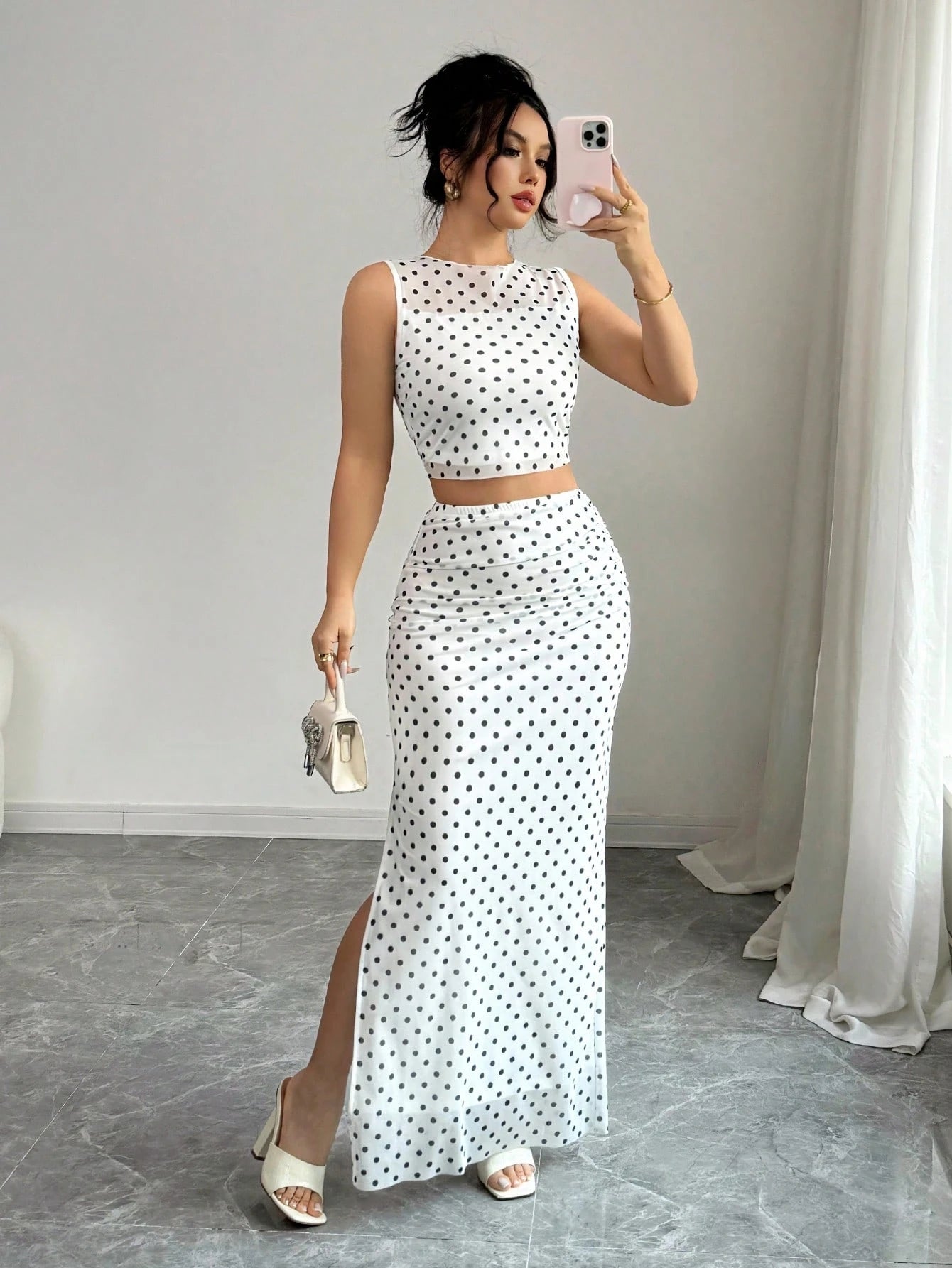 Women Elegant Leopard Print Sleeveless Tank And Mini Skirt