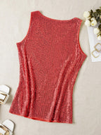 Sequin V-Neck Sleeveless Top shein