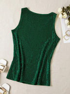 Sequin V-Neck Sleeveless Top shein
