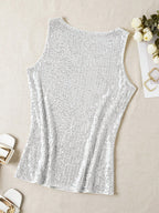 Sequin V-Neck Sleeveless Top shein