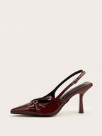 Cross Strap Buckle Stiletto High Heel Sandals With Pointed Toe shein