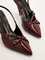 Cross Strap Buckle Stiletto High Heel Sandals With Pointed Toe shein