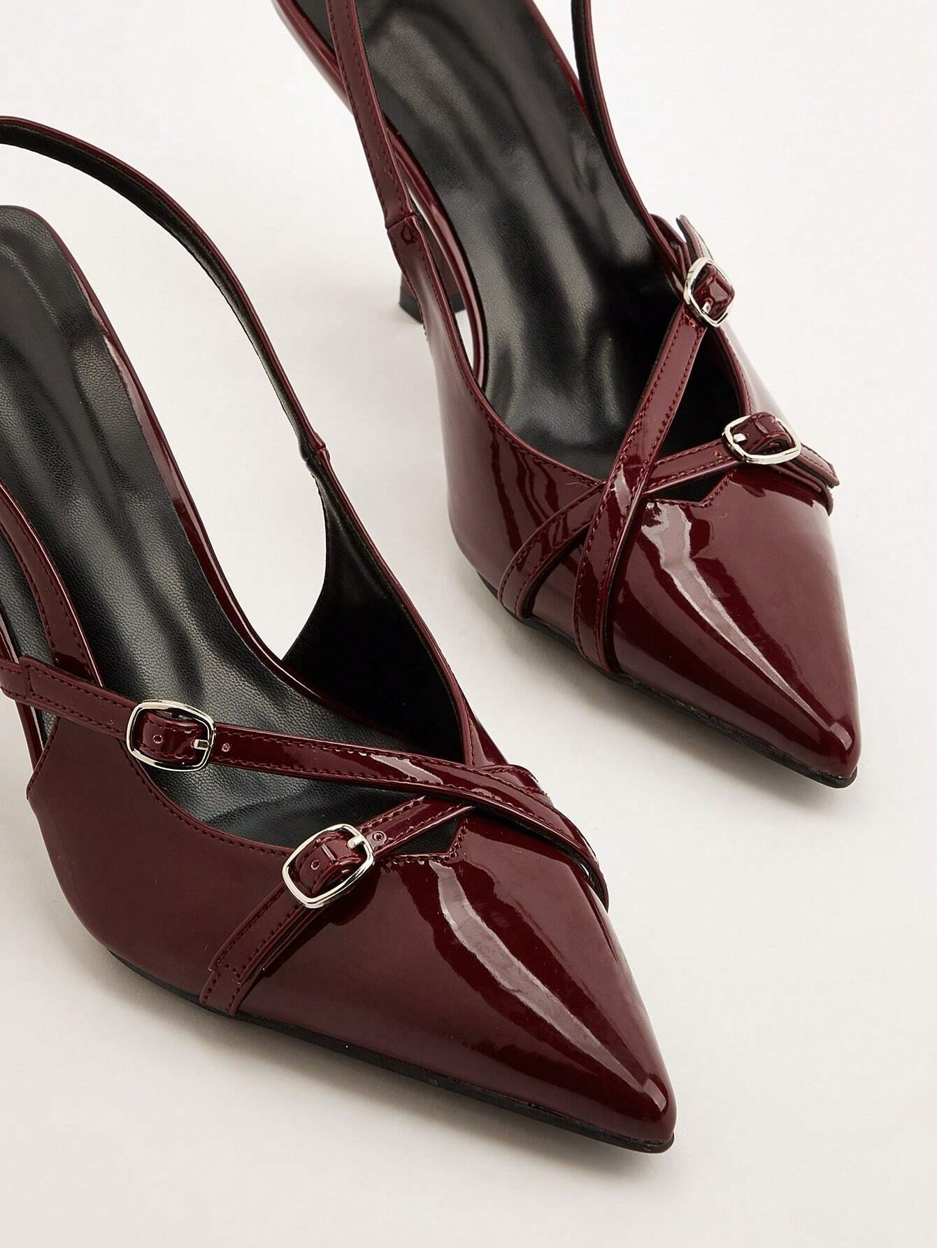 Cross Strap Buckle Stiletto High Heel Sandals With Pointed Toe shein
