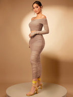 Silquee Off Shoulder Crop Tee & Pencil Skirt shein