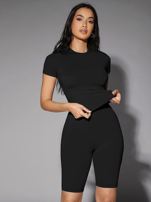 Silquee Solid Fitted Tee shein