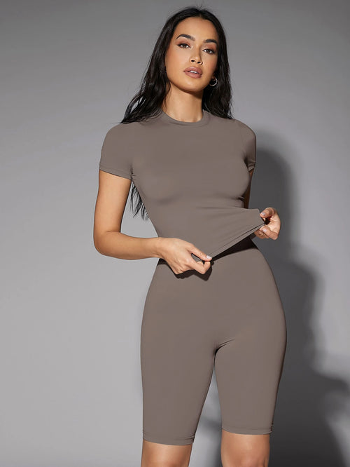 Silquee Solid Fitted Tee shein
