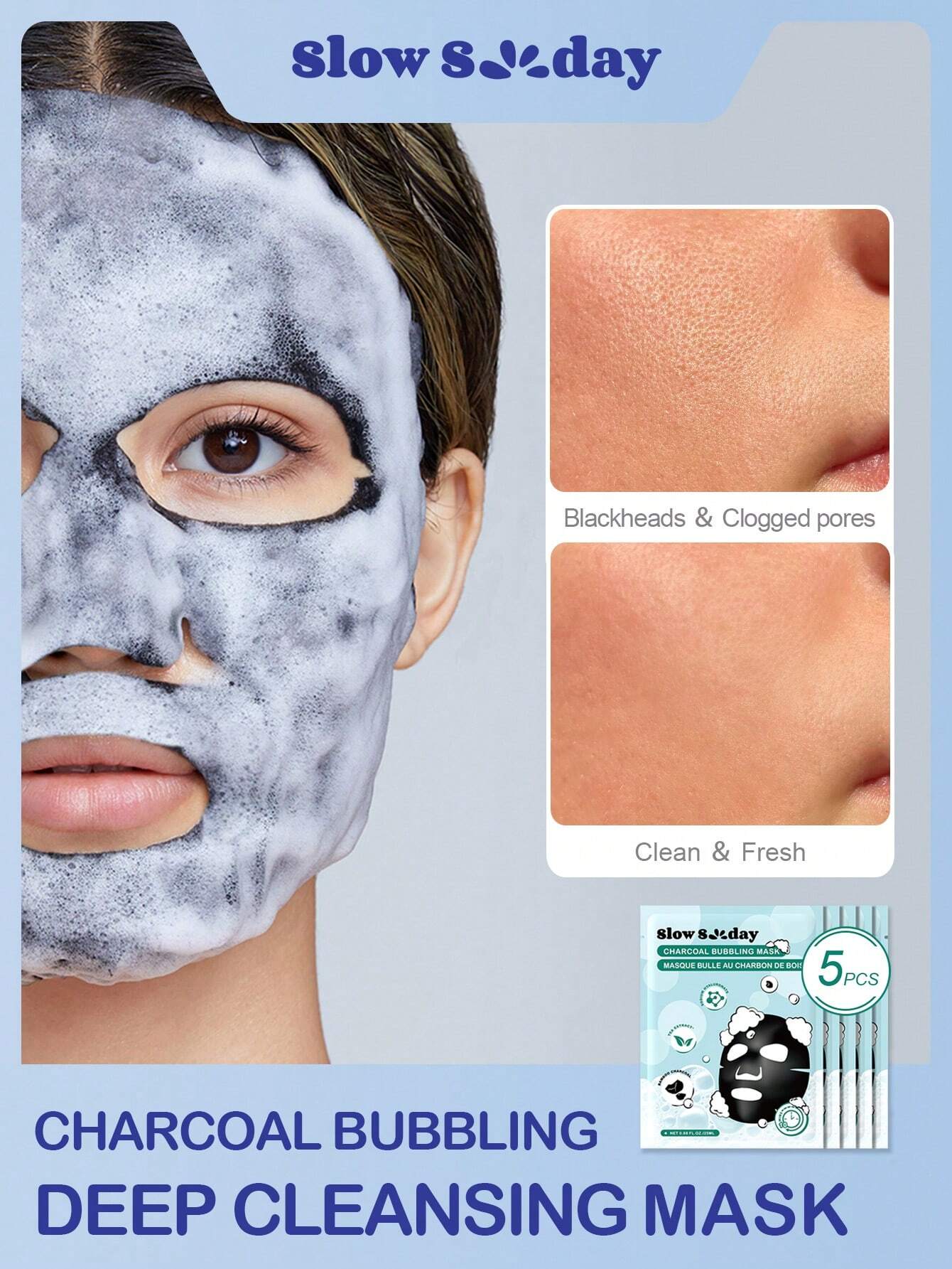SlowSunday Deep cleansing , Moisturizing Charcoal Bubbling Mask SHEGLAM