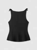 Women's Simple Solid Color Bow Decor Sleeveless Top shein