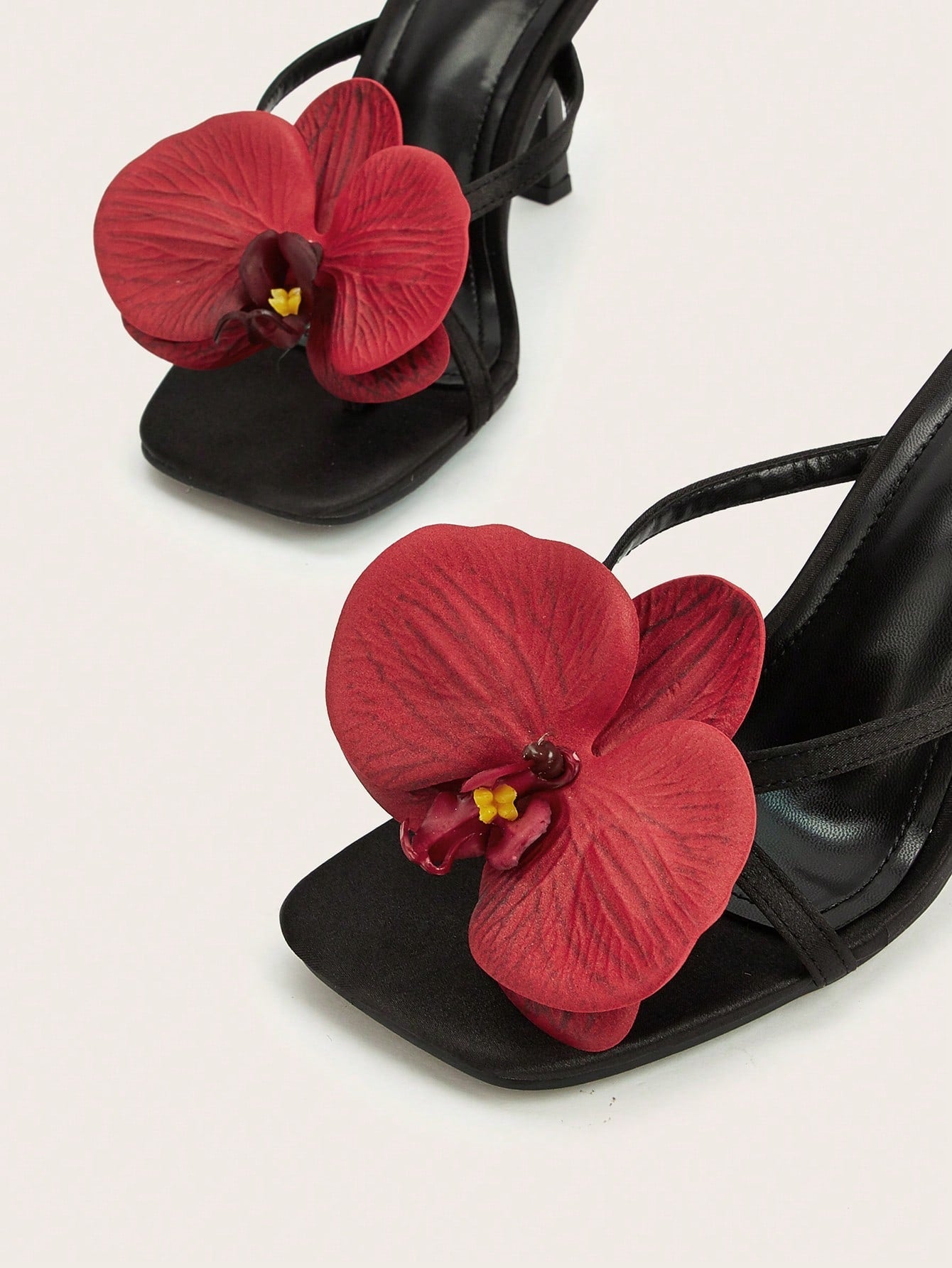 Travel & Beach Green Satin Flower Decor Open Toe Stiletto High Heel Sandals shein