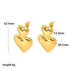 Stainless Steel Double Heart Shaped Drop Earrings for Women shein
