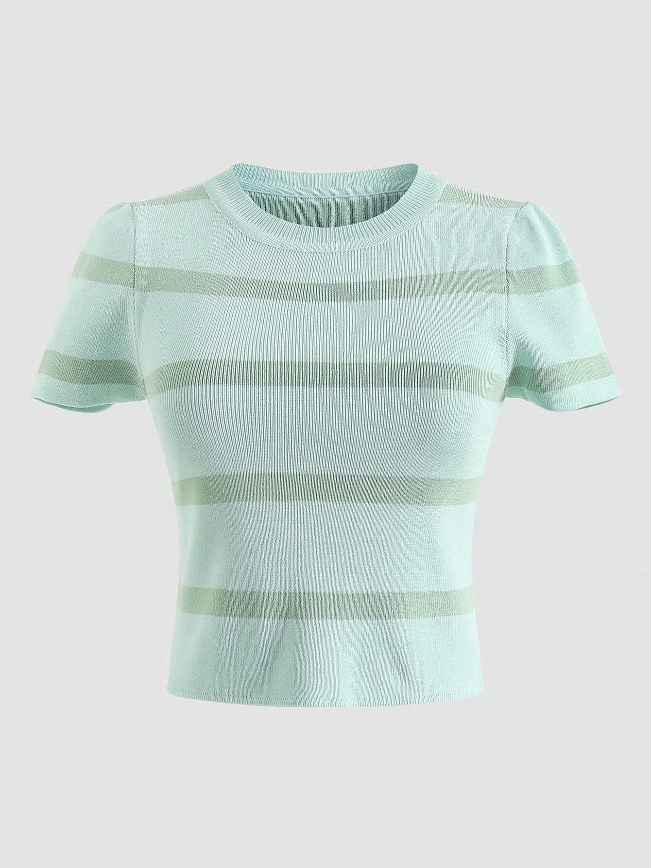 Striped Print Tee shein