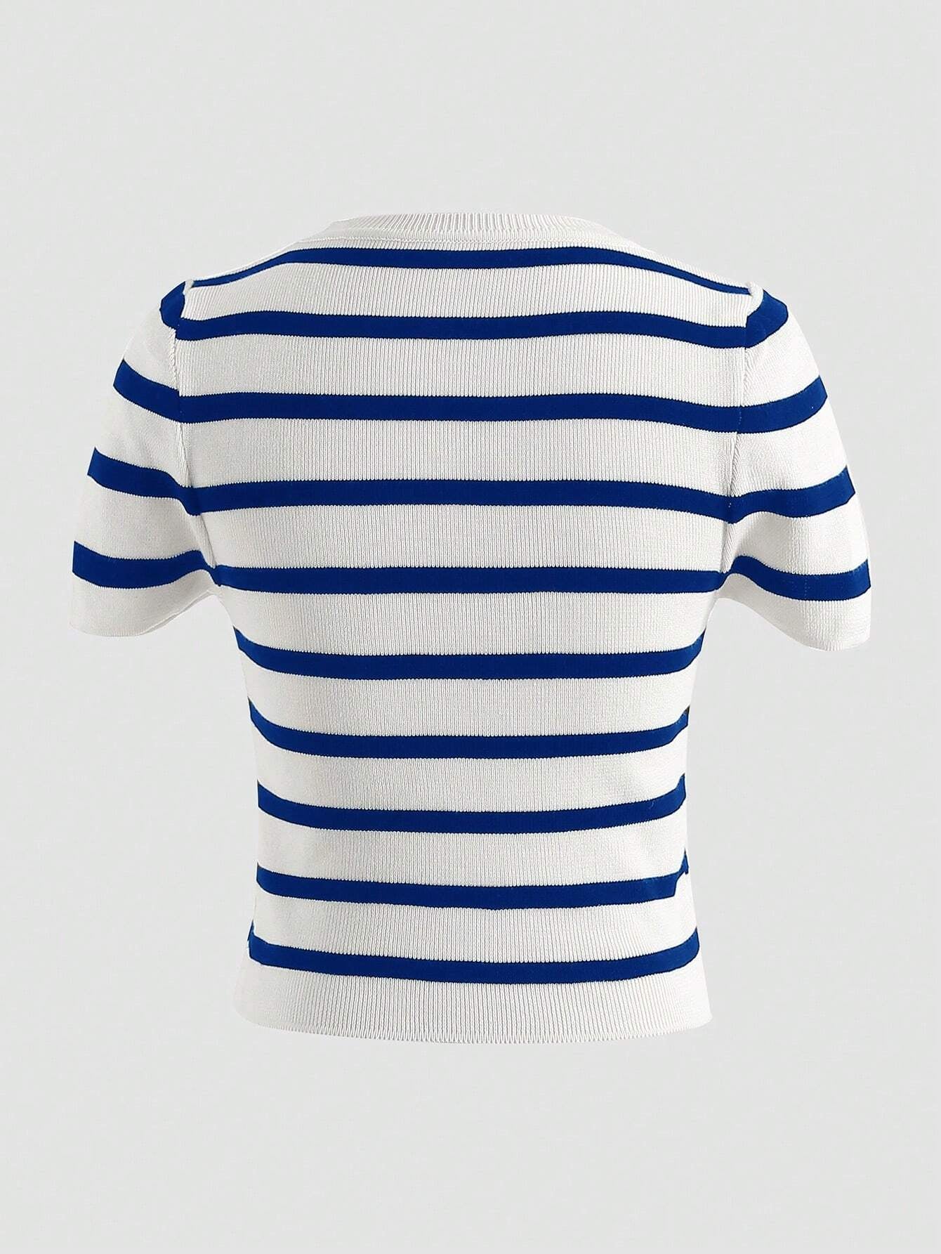 Striped Print Tee shein