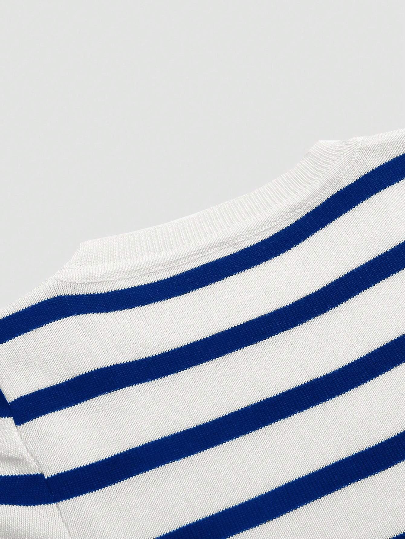 Striped Print Tee shein