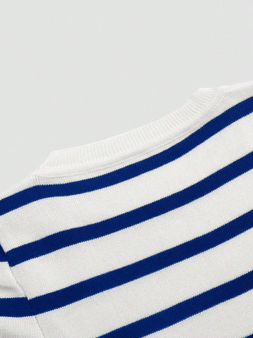 Striped Print Tee shein