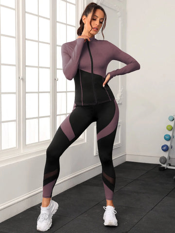 Sport Two Tone & Insert Zip Up Sports Set