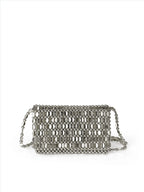 Vintage Silver Hollow-Out Handmade Beaded Flip Cover Phone Case Bag shein