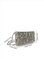 Vintage Silver Hollow-Out Handmade Beaded Flip Cover Phone Case Bag shein