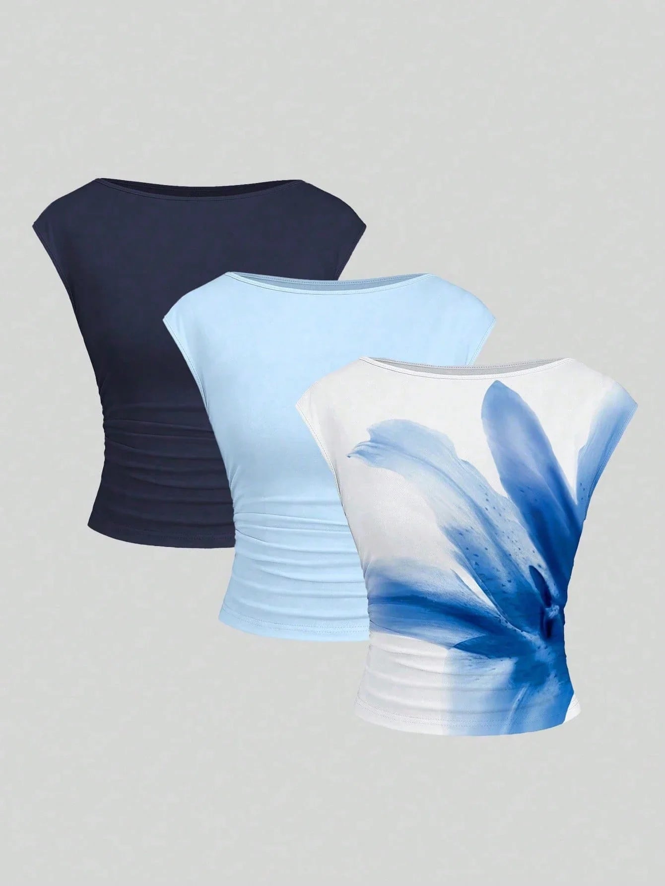 Cutout Backless Moisture-Wicking Fitted Women's T-Shirt Set shein