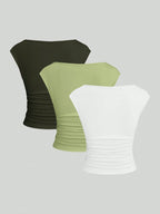 Cutout Backless Moisture-Wicking Fitted Women's T-Shirt Set shein