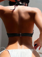 Women Halter Backless One-Piece Bikini Top shein