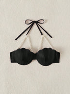 Women Halter Backless One-Piece Bikini Top shein