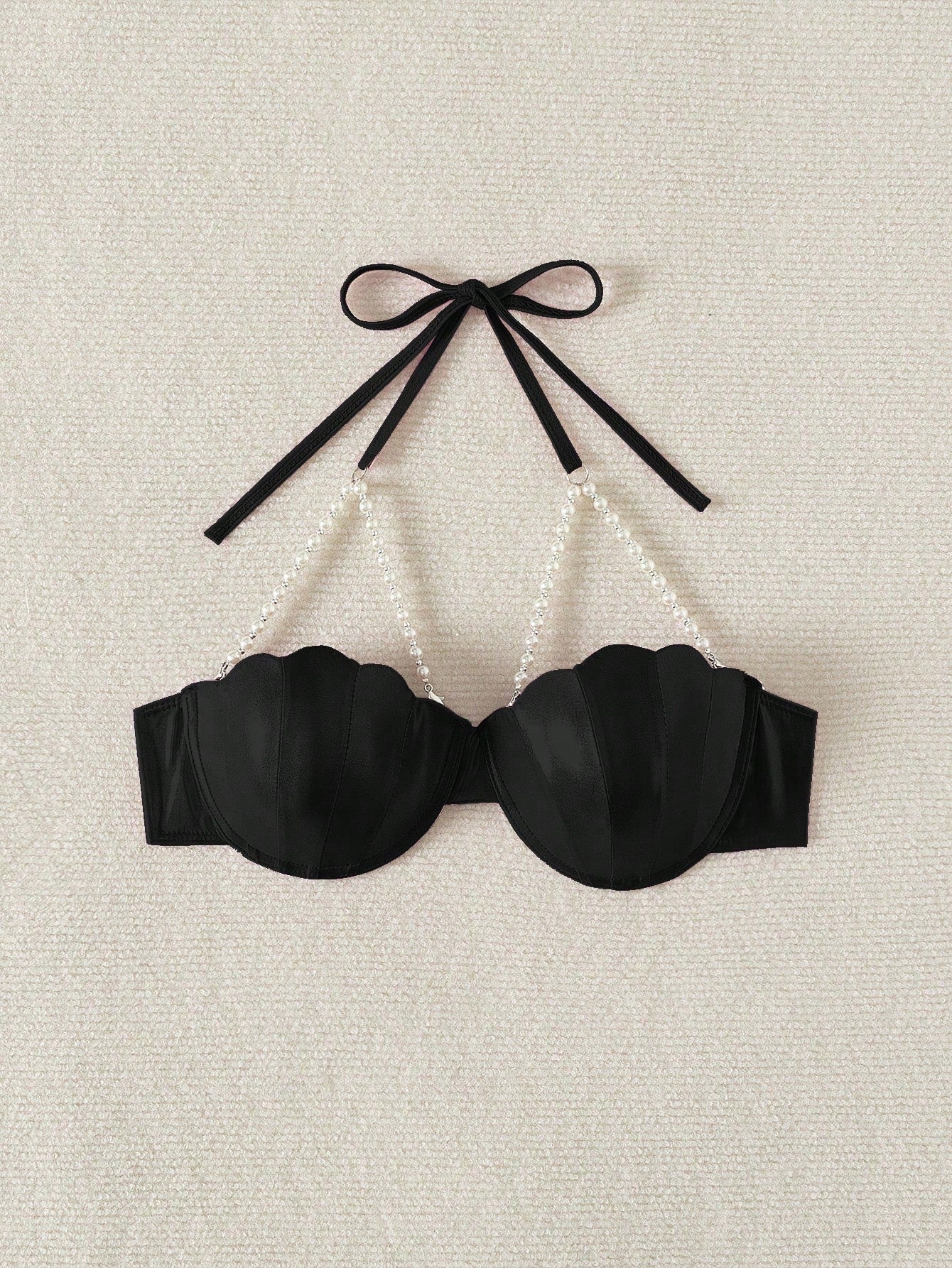 Women Halter Backless One-Piece Bikini Top shein