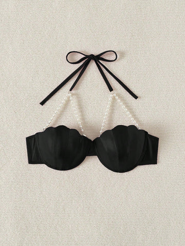 Women Halter Backless One-Piece Bikini Top