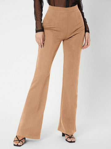 Tall Zipper Back Solid Palazzo Pants shein