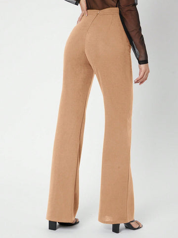 Tall Zipper Back Solid Palazzo Pants shein