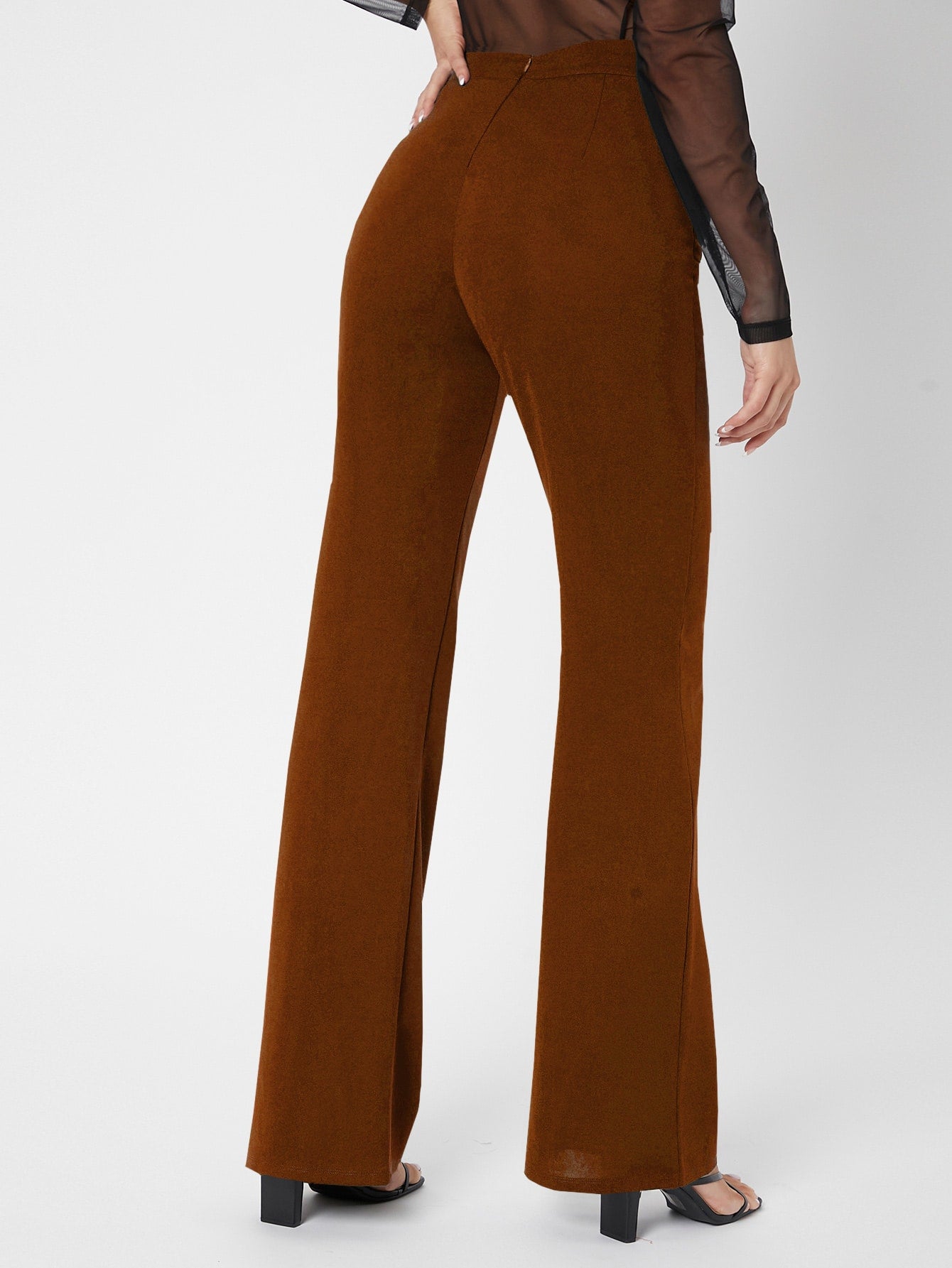 Tall Zipper Back Solid Palazzo Pants shein