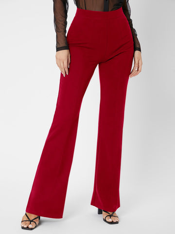 Tall Zipper Back Solid Palazzo Pants shein