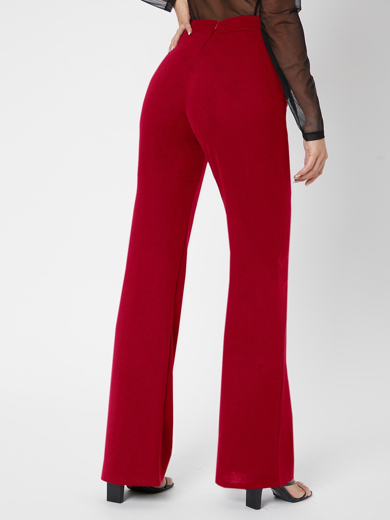 Tall Zipper Back Solid Palazzo Pants shein