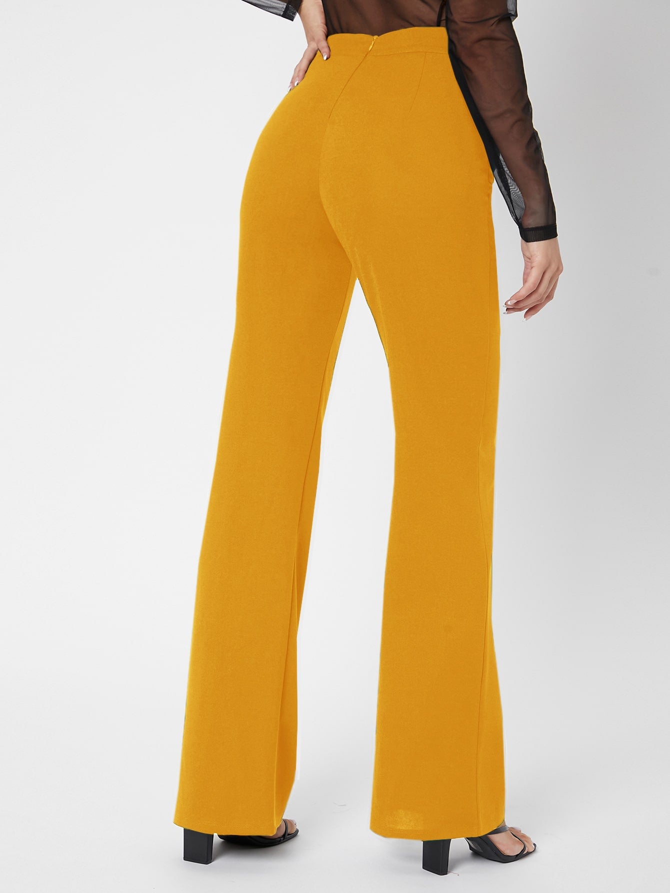 Tall Zipper Back Solid Palazzo Pants shein