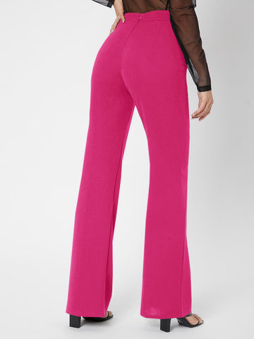 Tall Zipper Back Solid Palazzo Pants shein