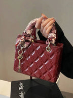 The New Fashion Classic Pu Waterproof Fabric Was Quilted And Embroidered With Diamond Shape Design shein