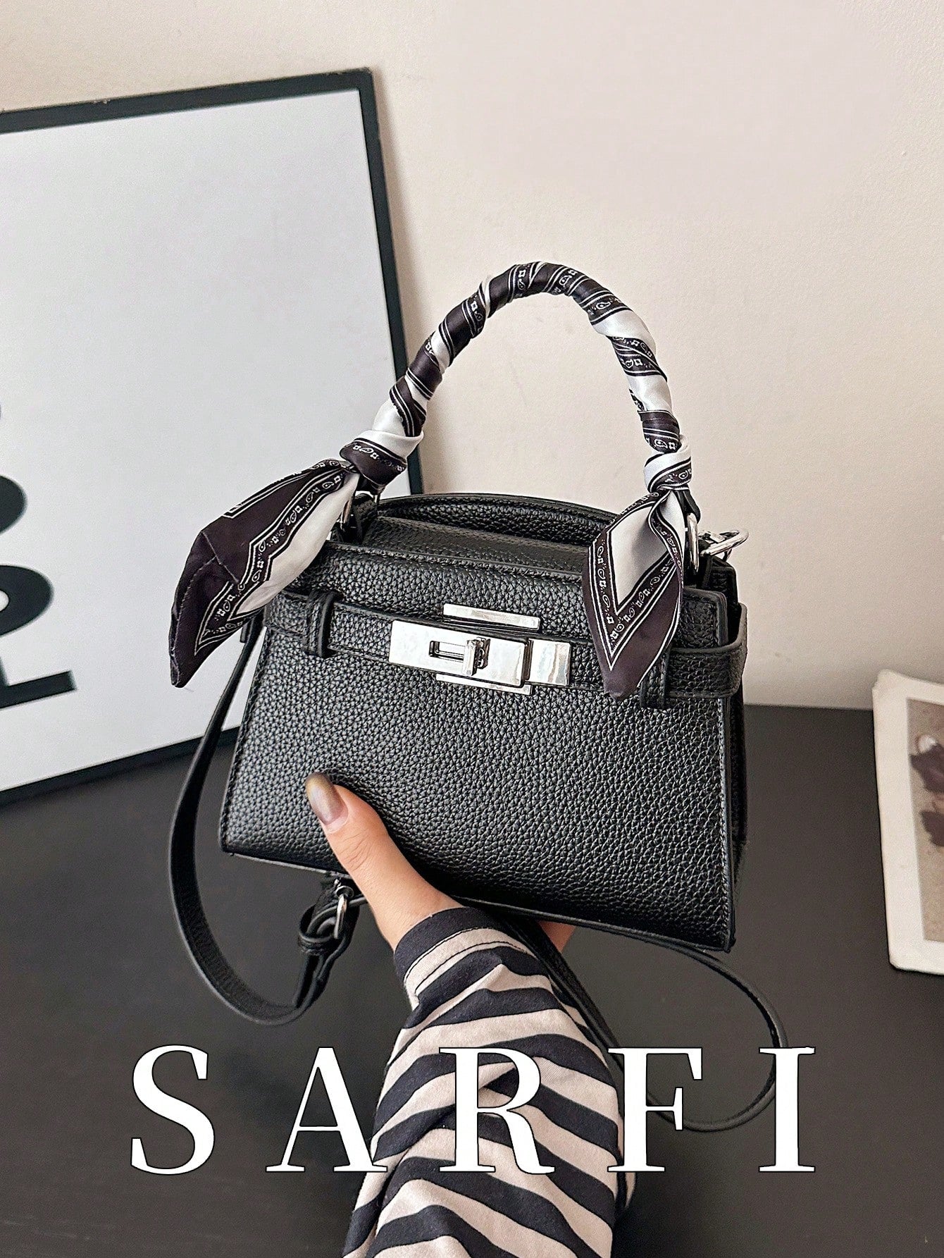 Fashionable High-End Litchi Grain Women's Handbag