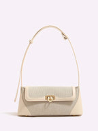 Two Tone Baguette Bag Fashionable Flap With Zipper shein