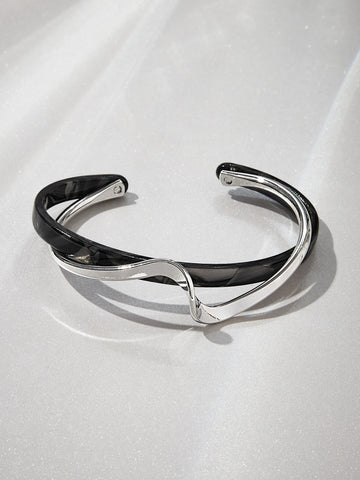 Two Tone Cuff Bangle shein