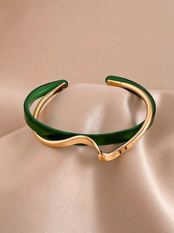 Two Tone Cuff Bangle shein