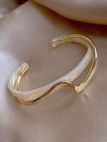 Two Tone Cuff Bangle shein