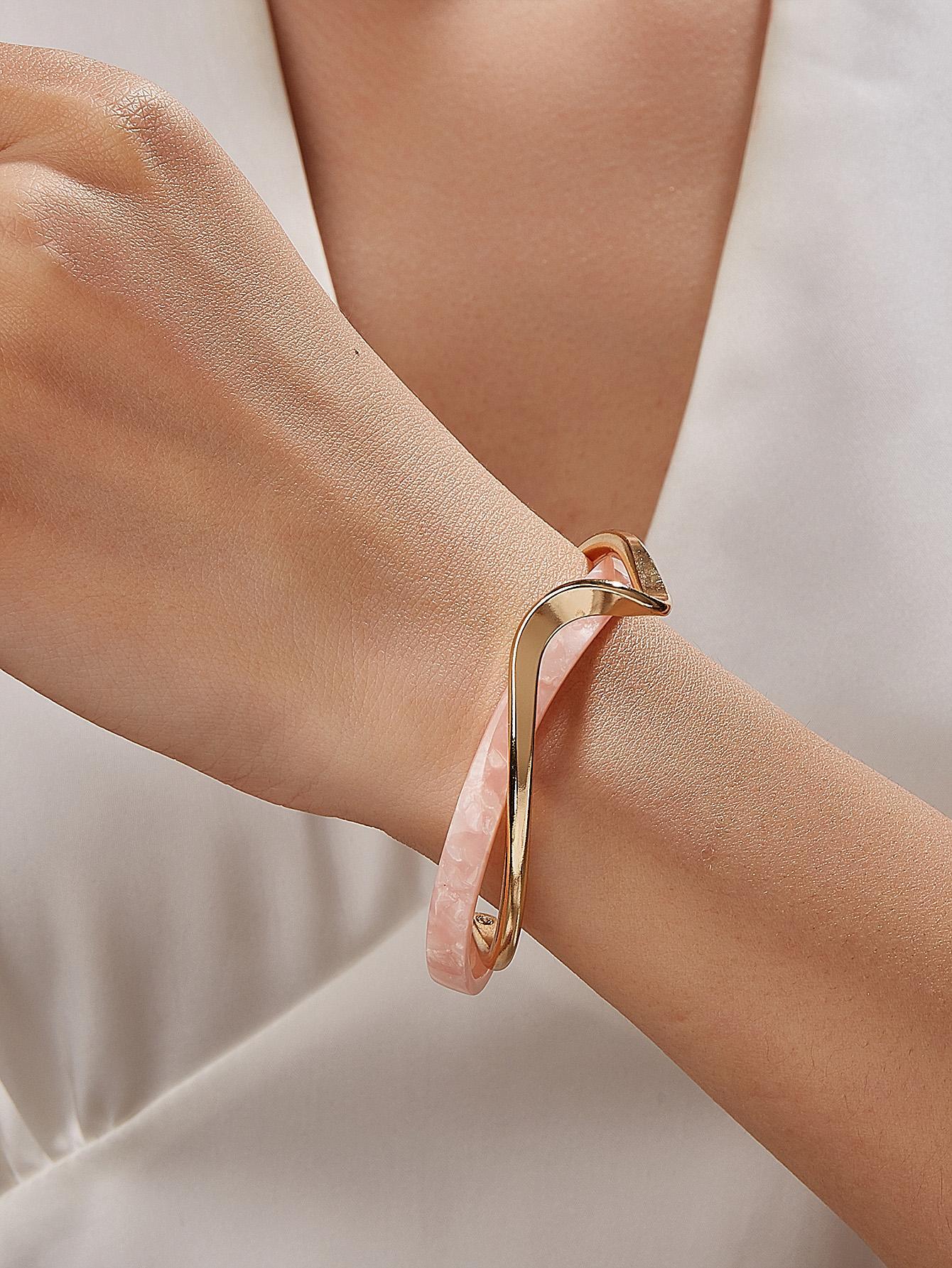 Two Tone Cuff Bangle shein