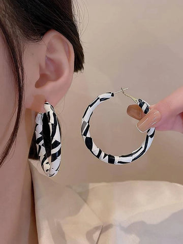 Two Tone Hoop Earrings shein