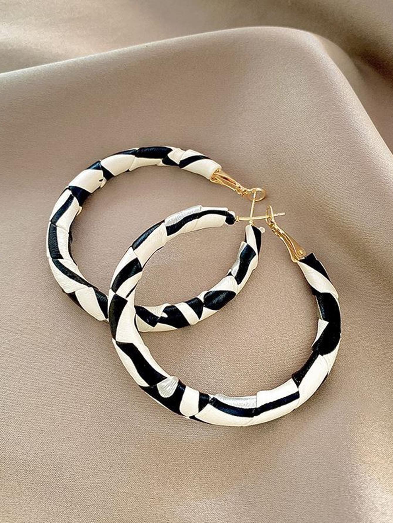 Two Tone Hoop Earrings shein