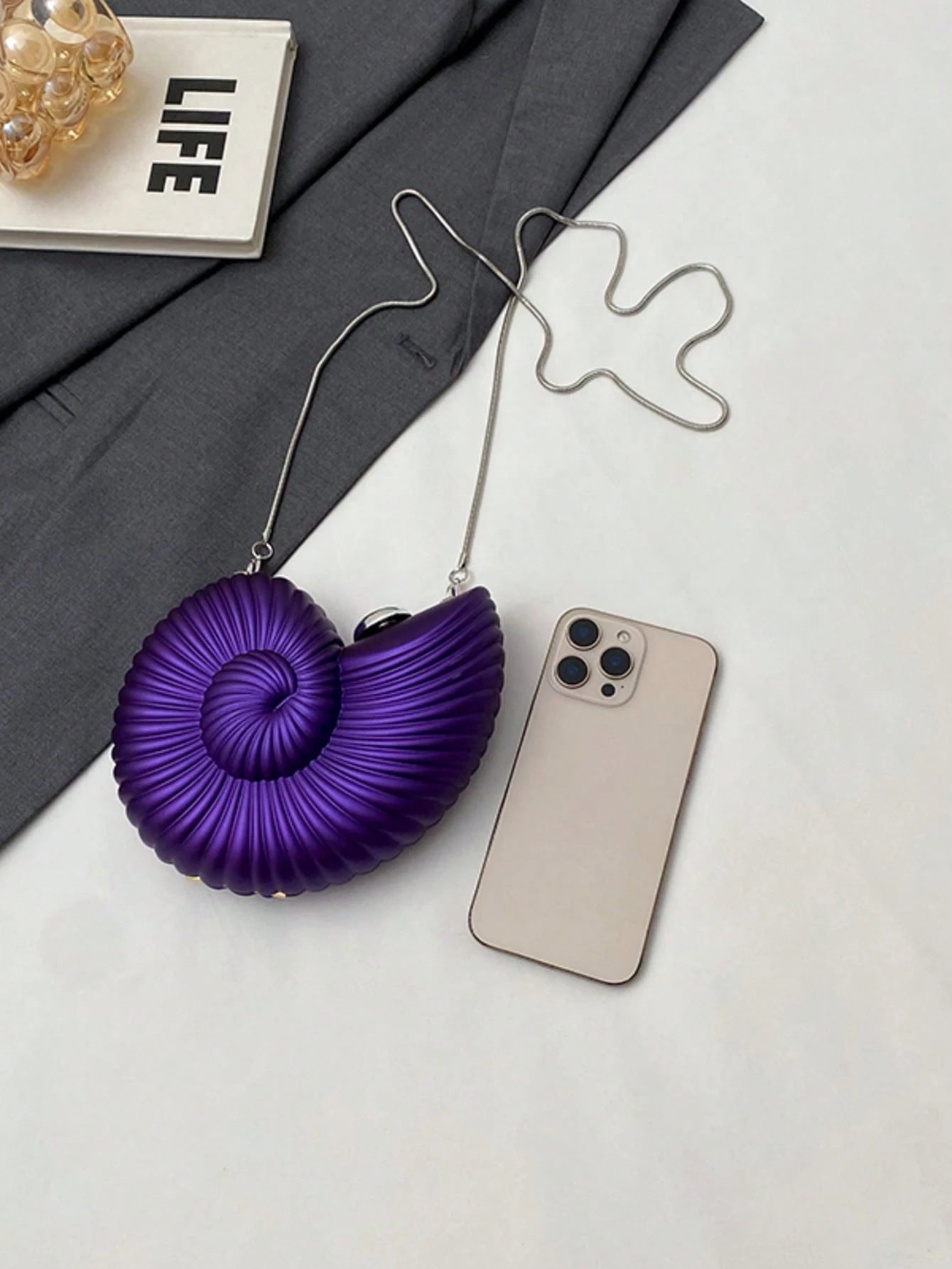 Fashionable Shiny Evening Bag With Chain Strap shein