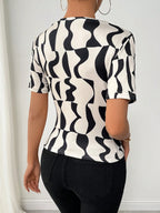 RosyDaze Ruched Mock Neck Tee shein