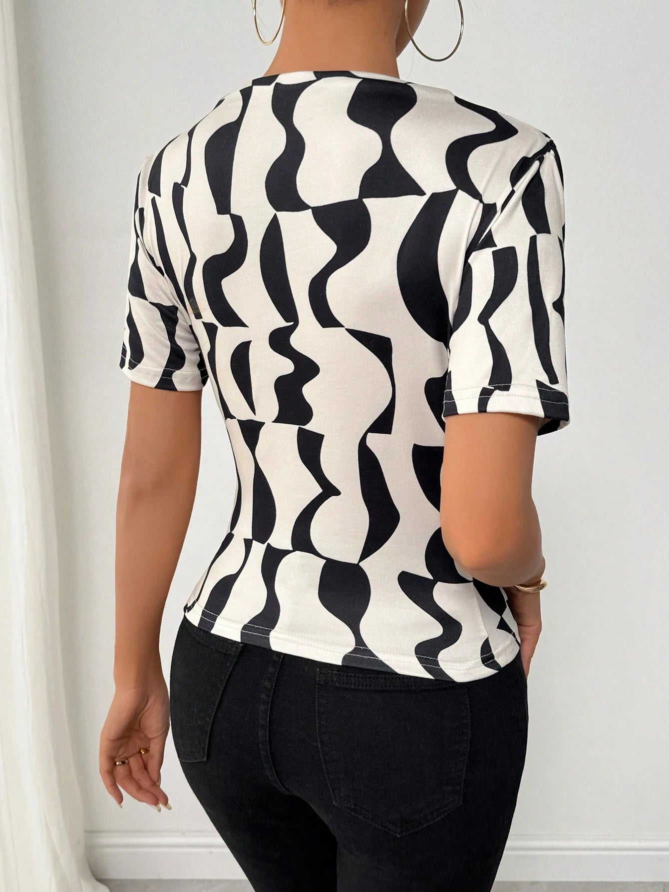 RosyDaze Ruched Mock Neck Tee shein