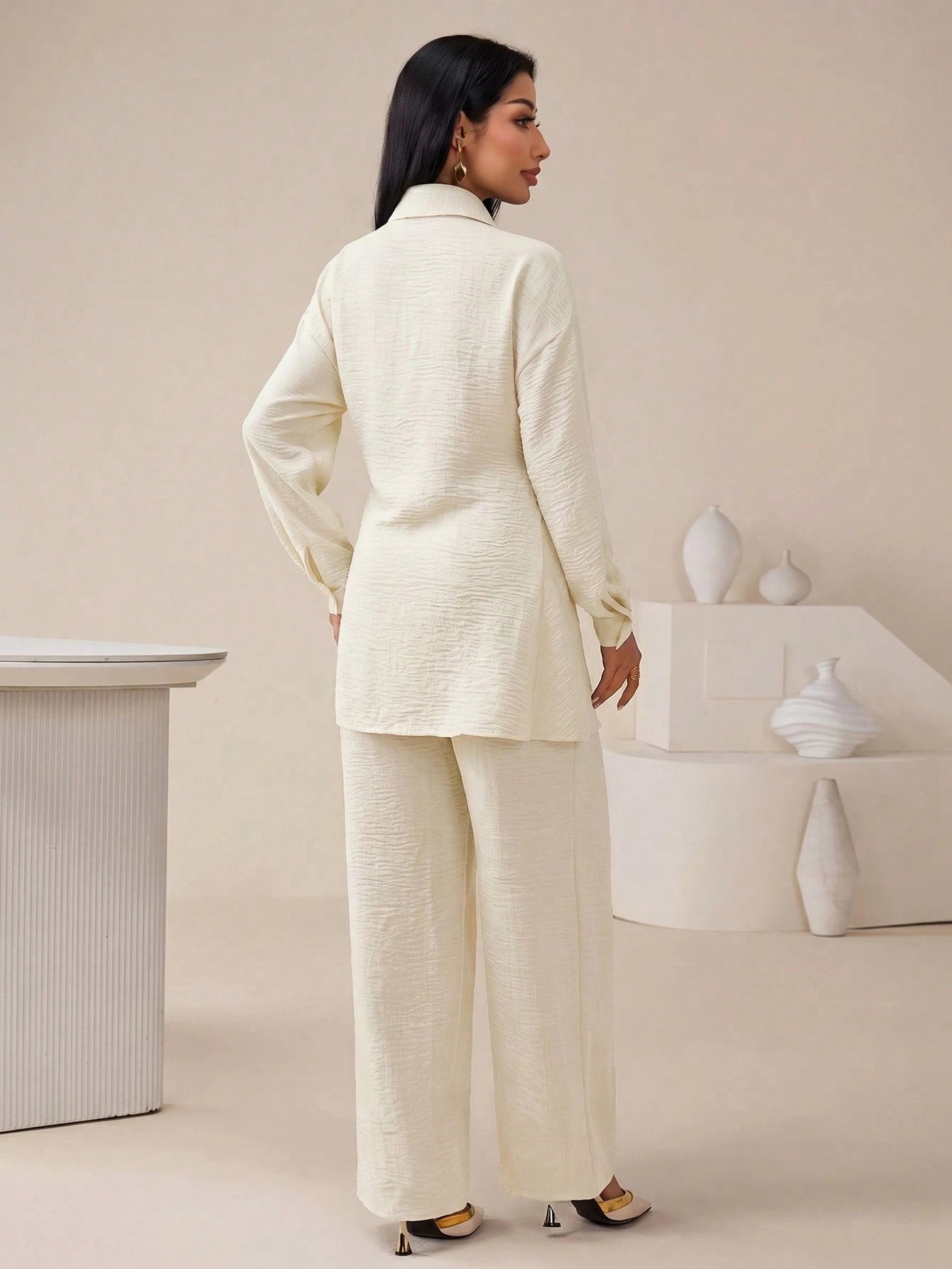 Women's Casual Solid Color Shirt & Pants